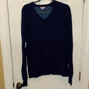 Merona Men's V-Neck Sweater - Navy Blue